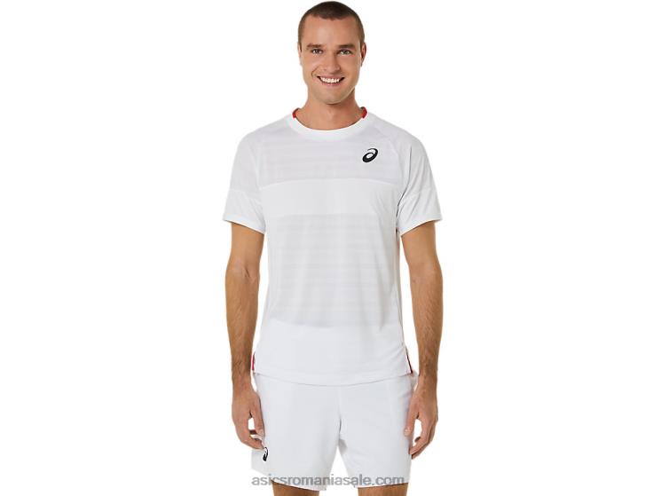Asics alb strălucitor top cu mânecă scurtă pentru bărbați ZF464499