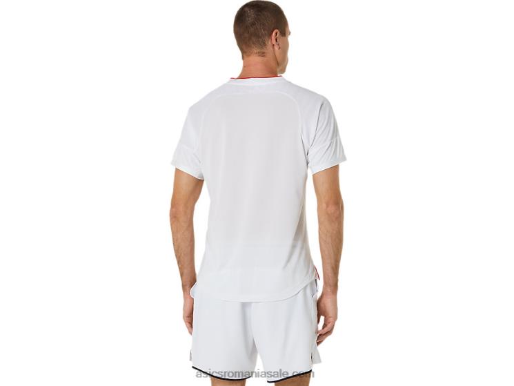 Asics alb strălucitor top cu mânecă scurtă pentru bărbați ZF464499