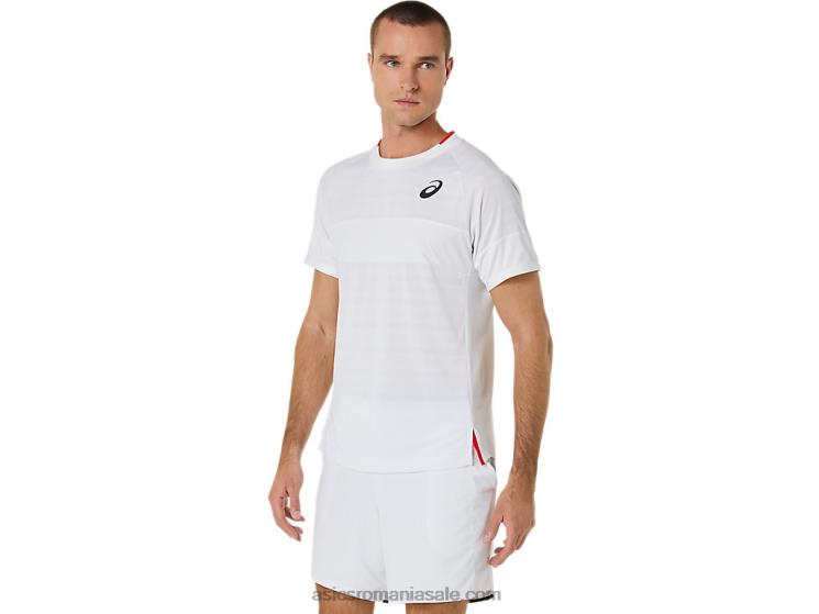 Asics alb strălucitor top cu mânecă scurtă pentru bărbați ZF464499