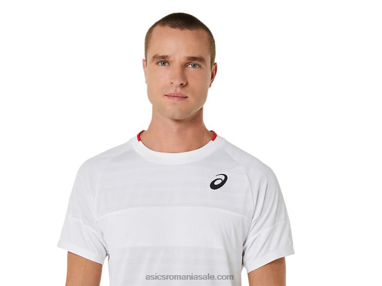 Asics alb strălucitor top cu mânecă scurtă pentru bărbați ZF464499