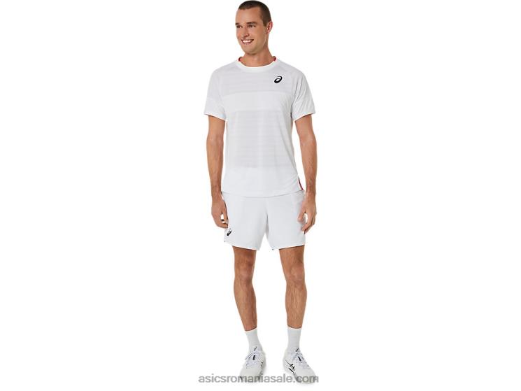 Asics alb strălucitor top cu mânecă scurtă pentru bărbați ZF464499