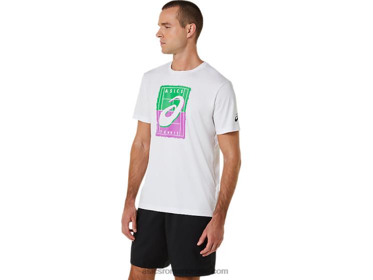Asics alb strălucitor tricou grafic pentru bărbați Court gs ZF464525