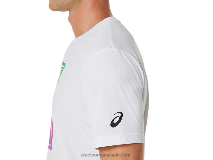 Asics alb strălucitor tricou grafic pentru bărbați Court gs ZF464525
