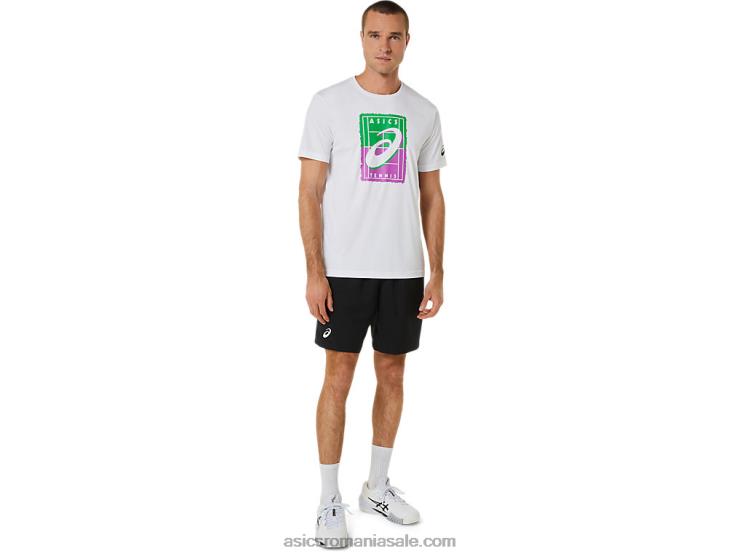 Asics alb strălucitor tricou grafic pentru bărbați Court gs ZF464525