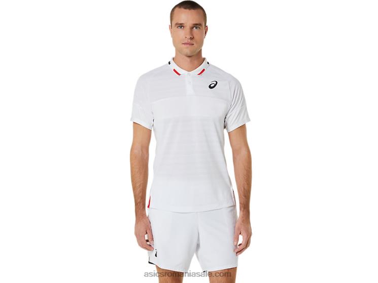 Asics alb strălucitor tricou polo pentru bărbați ZF464324