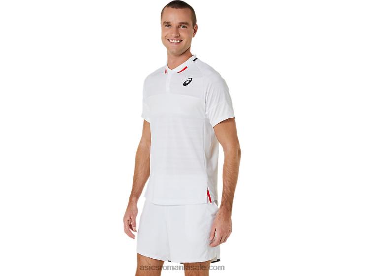 Asics alb strălucitor tricou polo pentru bărbați ZF464324