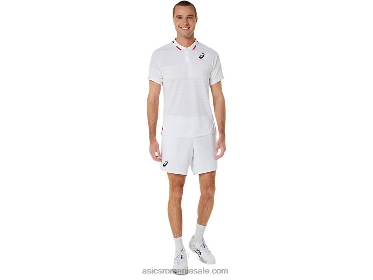 Asics alb strălucitor tricou polo pentru bărbați ZF464324