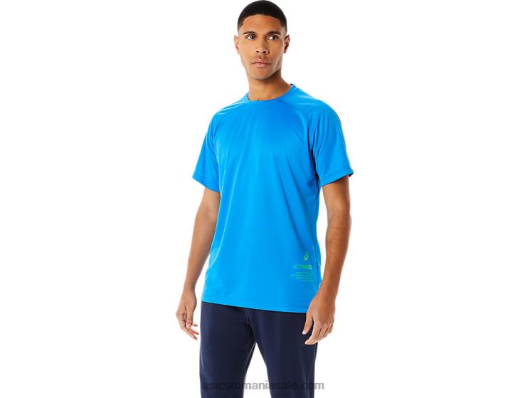 Asics albastru electric top activ cu mânecă scurtă pentru bărbați ZF464762