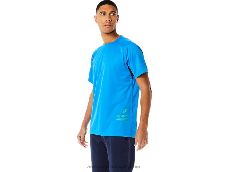 Asics albastru electric top activ cu mânecă scurtă pentru bărbați ZF464762