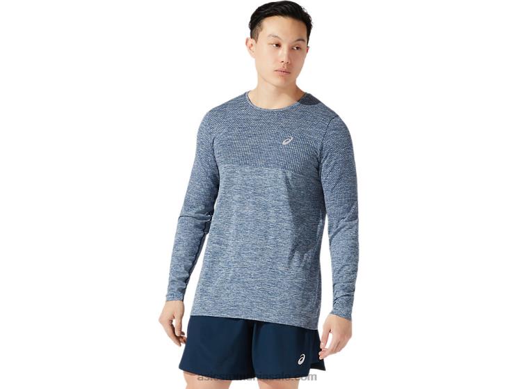 Asics albastru francez mânecă lungă fără sudură pentru bărbați ZF4641976