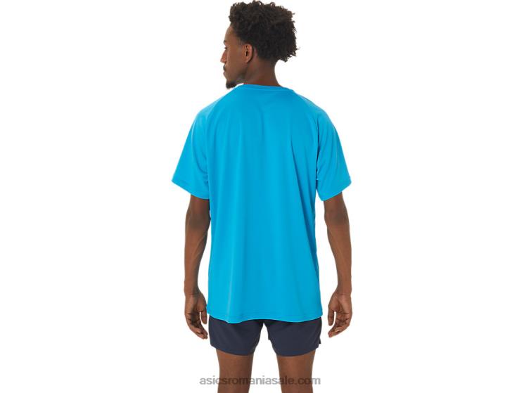 Asics albastru insula top cu mânecă scurtă grafică pentru bărbați ZF464237