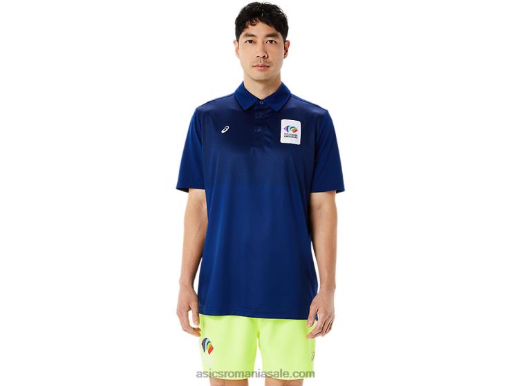 Asics albastru închis (pantone 281 c) polo hexagonal gradient pentru bărbați ZF4641216
