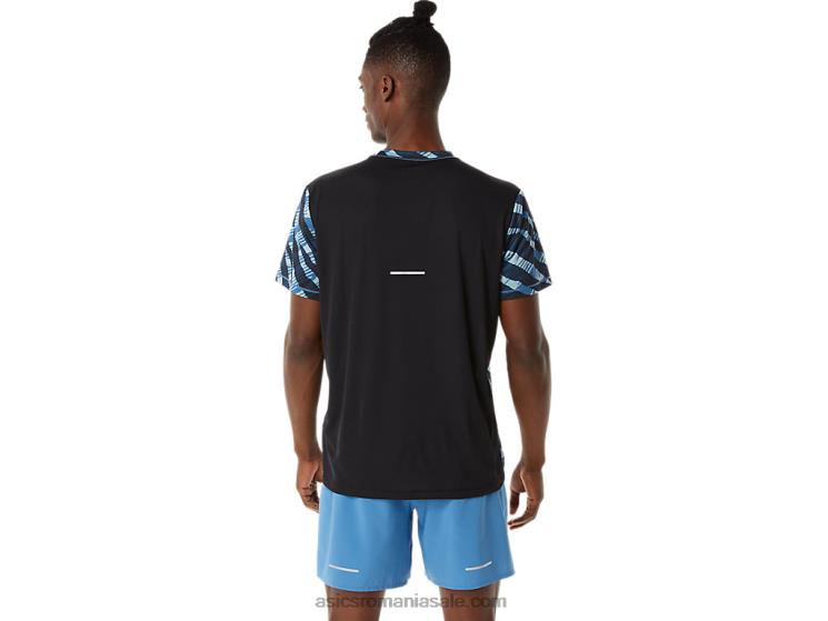 Asics azur/negru de performanță bluză pentru bărbați cu mânecă scurtă camo sălbatic ZF4641058