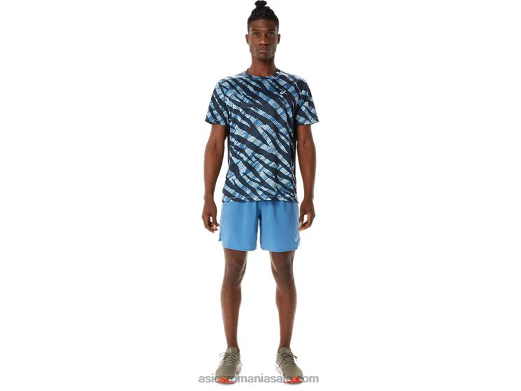 Asics azur/negru de performanță bluză pentru bărbați cu mânecă scurtă camo sălbatic ZF4641058