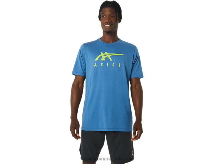 Asics azur tricou cu mânecă scurtă în dungi ZF4641085