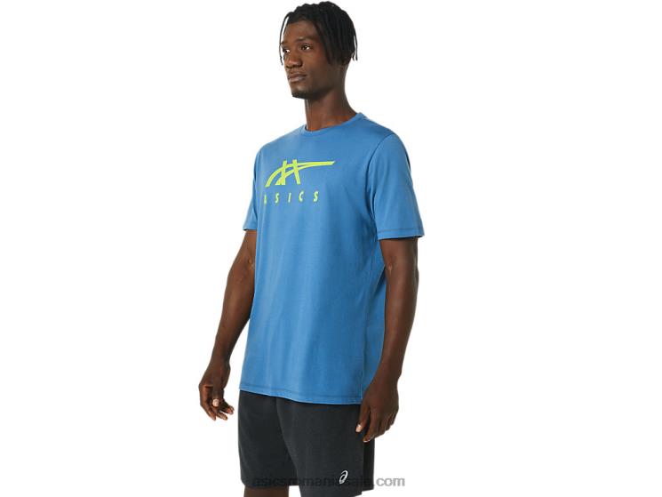 Asics azur tricou cu mânecă scurtă în dungi ZF4641085