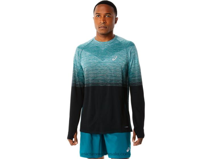 Asics catifea pin/performanță negru top fără cusături pentru bărbați cu mâneci lungi ZF464862