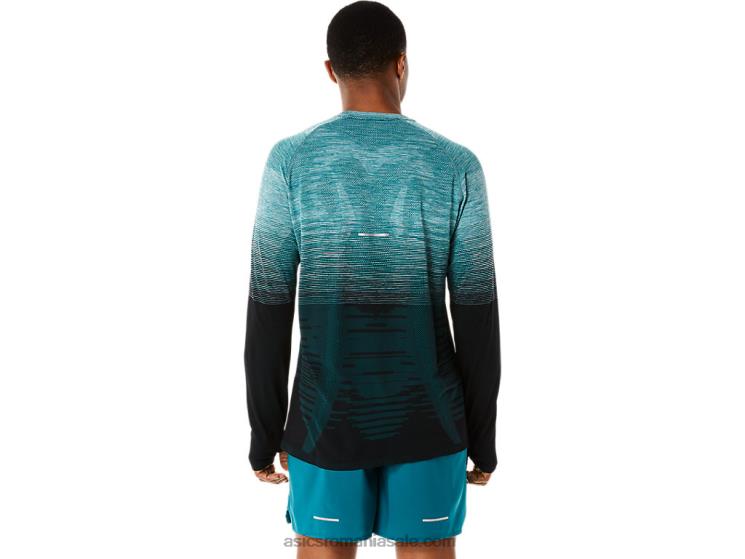 Asics catifea pin/performanță negru top fără cusături pentru bărbați cu mâneci lungi ZF464862