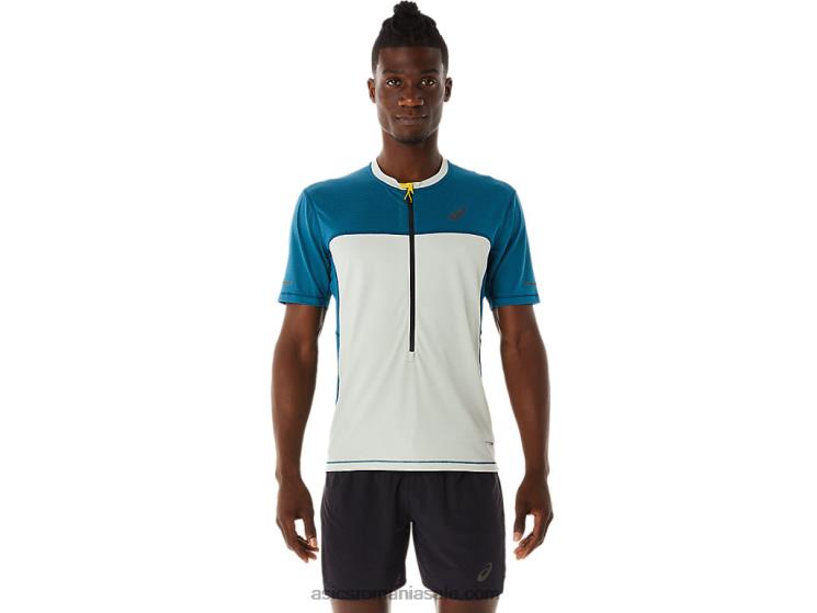 Asics cerneală teal/light salvie top pentru bărbați Fujitrail cu mânecă scurtă ZF464465