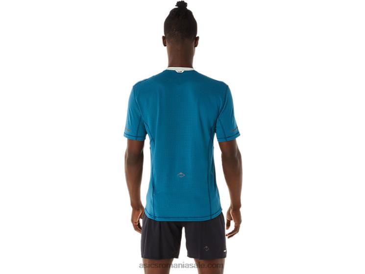 Asics cerneală teal/light salvie top pentru bărbați Fujitrail cu mânecă scurtă ZF464465