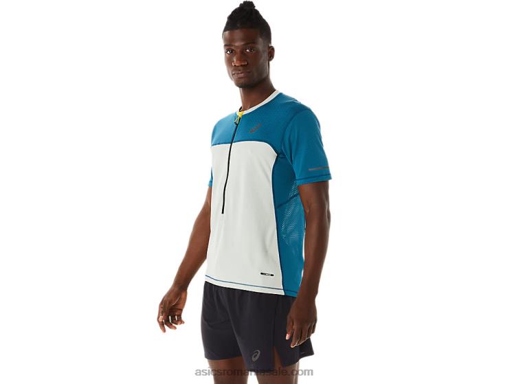 Asics cerneală teal/light salvie top pentru bărbați Fujitrail cu mânecă scurtă ZF464465