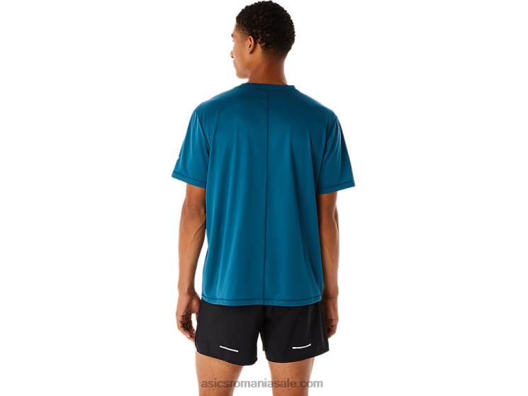 Asics cerneală teal top cu mânecă scurtă cu logo Fujitrail pentru bărbați ZF464436