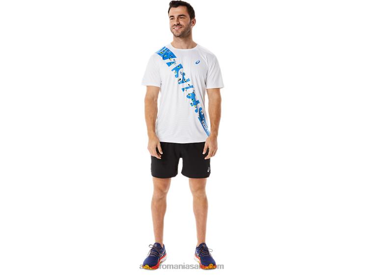 Asics coasta alb/albastru strălucitor top ekiden cu mânecă scurtă pentru bărbați ZF4641101