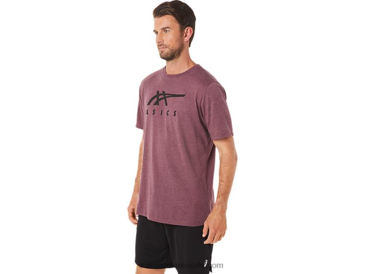 Asics deep mars heather tricou cu mânecă scurtă în dungi ZF4641643