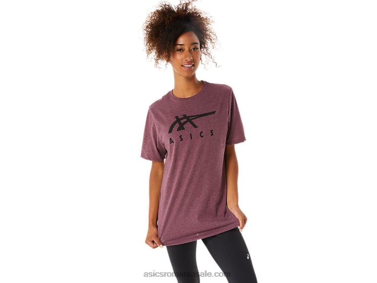 Asics deep mars heather tricou cu mânecă scurtă în dungi ZF4641643