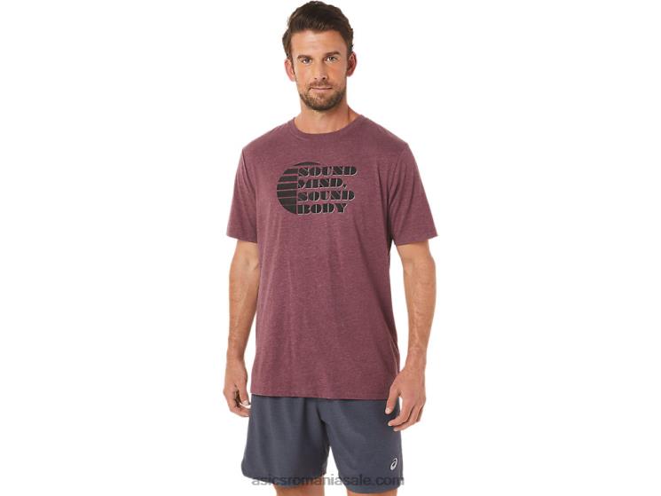 Asics deep mars heather tricou cu slogan cu mânecă scurtă ZF4641607