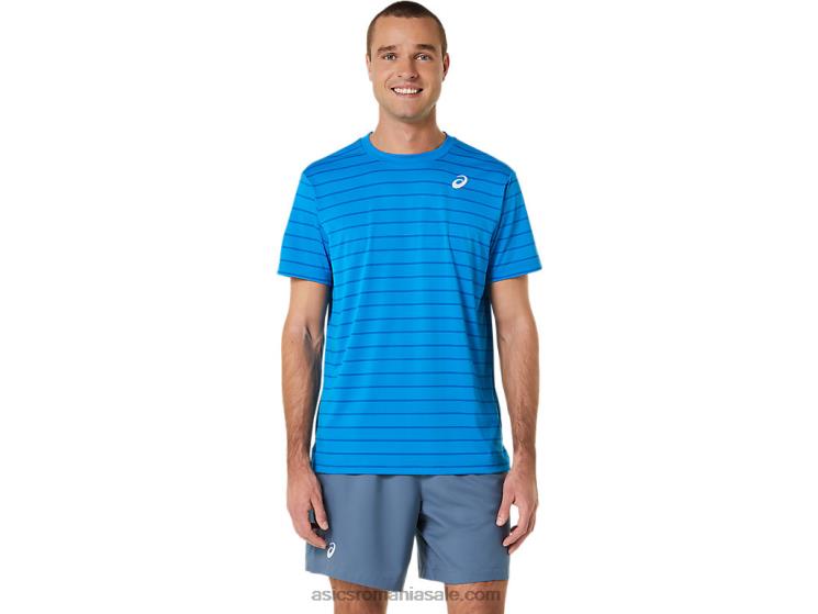 Asics director albastru top cu mânecă scurtă cu dungi curte pentru bărbați ZF464411
