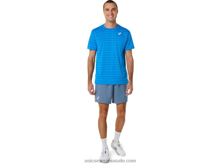 Asics director albastru top cu mânecă scurtă cu dungi curte pentru bărbați ZF464411