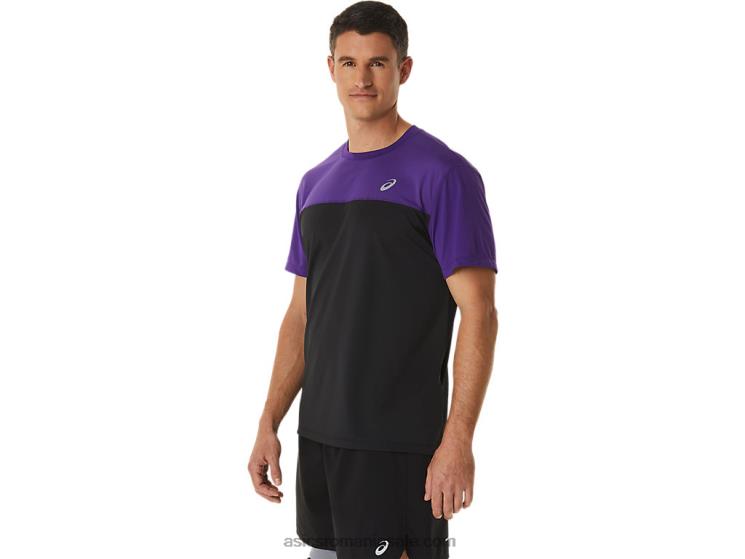 Asics dulceata de struguri/negru de performanta top cu mânecă scurtă pentru bărbați ZF464891
