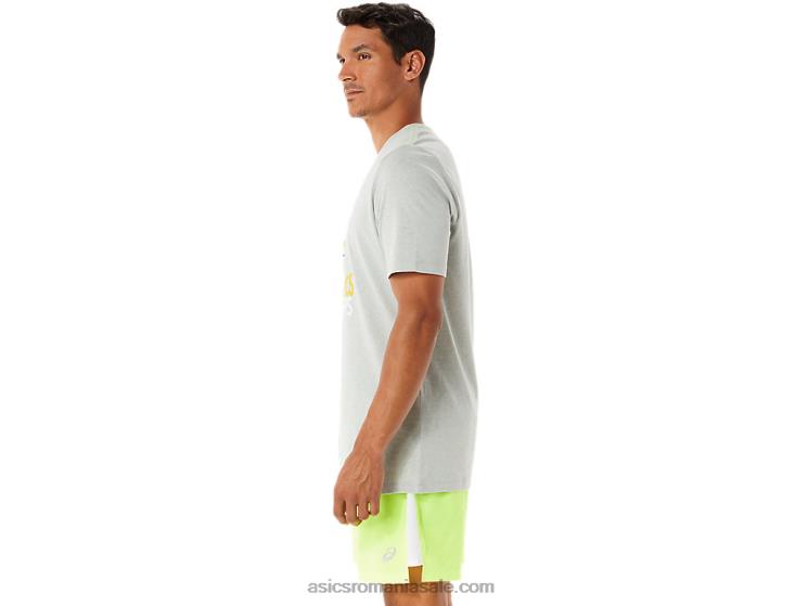 Asics erica gri deschis mânecă scurtă cu grafică pentru bărbați ZF4641281