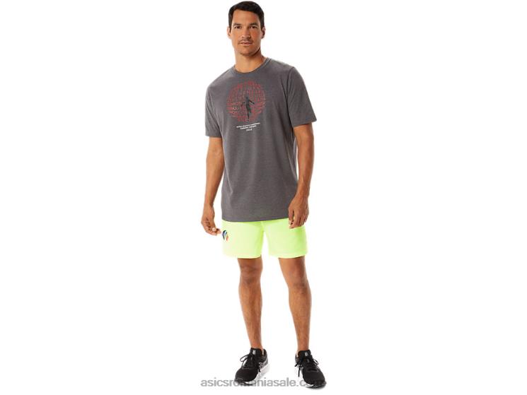Asics erica gri închis mânecă scurtă cu grafică pentru bărbați ZF4641280