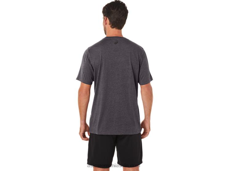 Asics erica gri închis tricou cu mânecă scurtă în dungi ZF46419