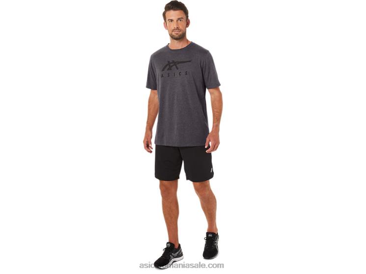 Asics erica gri închis tricou cu mânecă scurtă în dungi ZF46419