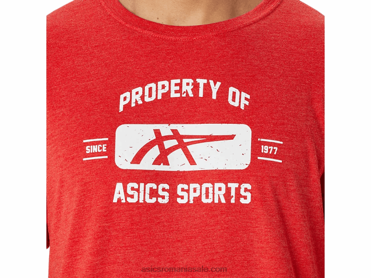 Asics erica roșie clasică proprietatea cu mânecă scurtă a tricouului sport ZF464140