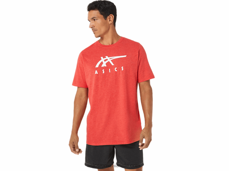 Asics erica roșie clasică tricou cu mânecă scurtă în dungi ZF4641255