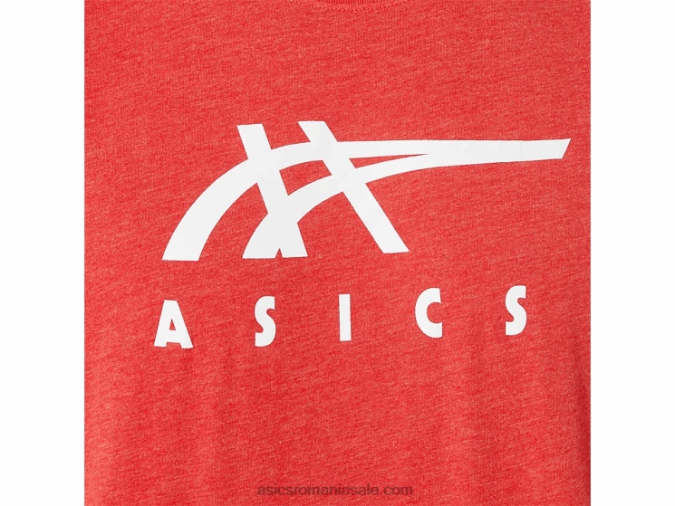 Asics erica roșie clasică tricou cu mânecă scurtă în dungi ZF4641255