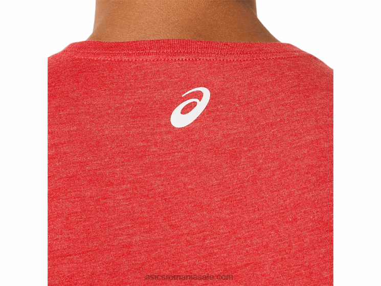 Asics erica roșie clasică tricou cu mânecă scurtă în dungi ZF4641255