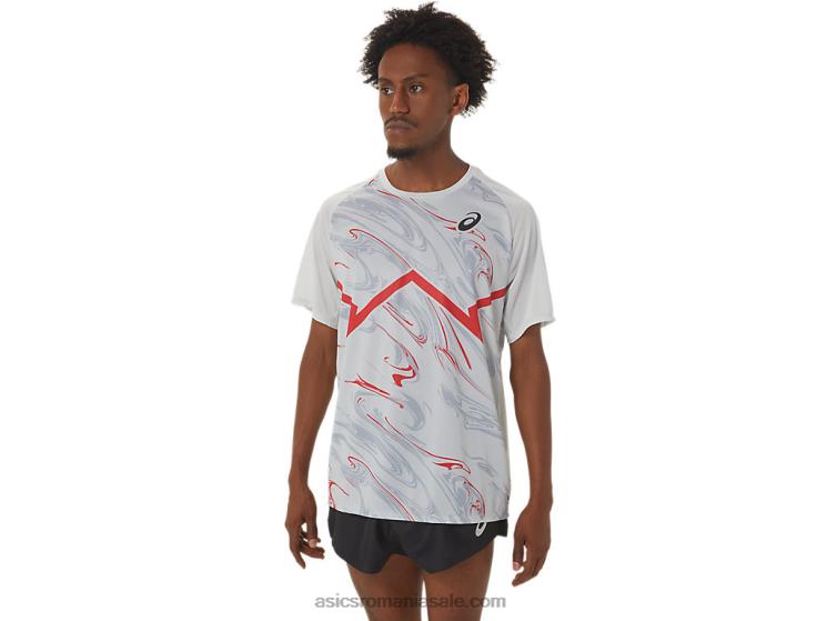 Asics gri glaciar/rosu electric top cu mânecă scurtă pentru bărbați cj-line ZF464258