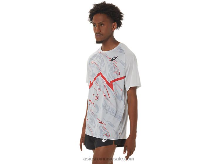 Asics gri glaciar/rosu electric top cu mânecă scurtă pentru bărbați cj-line ZF464258