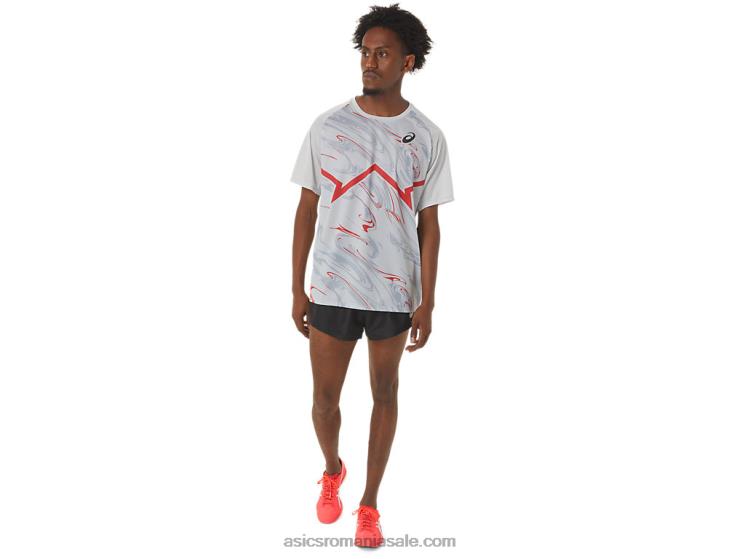 Asics gri glaciar/rosu electric top cu mânecă scurtă pentru bărbați cj-line ZF464258