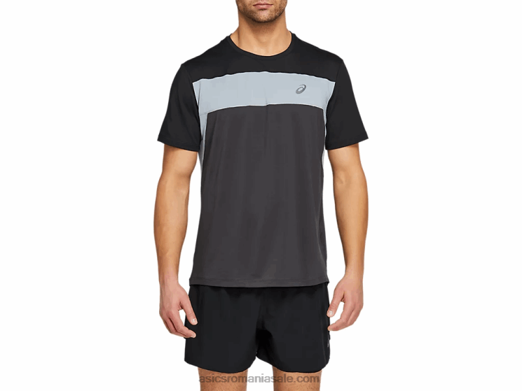 Asics gri grafit/negru de performanță top cu mânecă scurtă pentru bărbați ZF4642052
