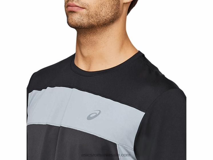 Asics gri grafit/negru de performanță top cu mânecă scurtă pentru bărbați ZF4642052