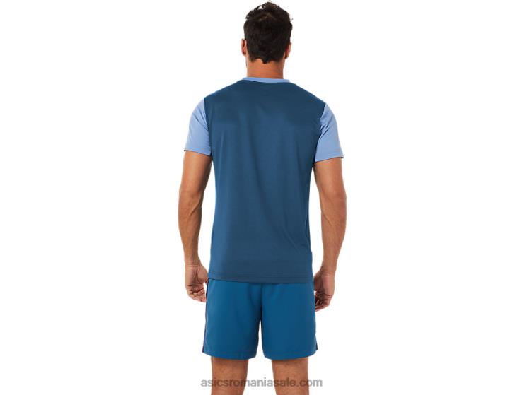 Asics indigo deschis top cu mânecă scurtă cu grafic pentru bărbați ZF4641508
