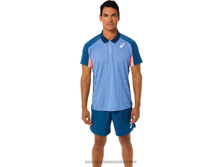 Asics indigo deschis tricou polo pentru bărbați ZF4641512