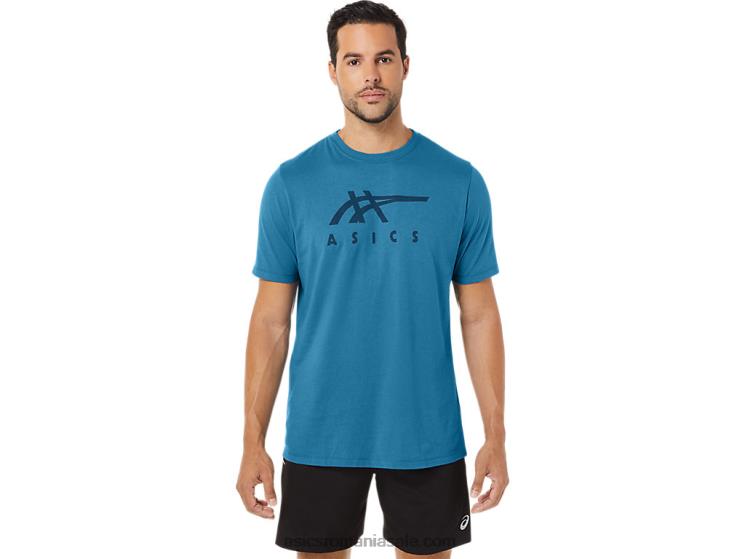 Asics insula albastră erica tricou cu mânecă scurtă în dungi ZF464166