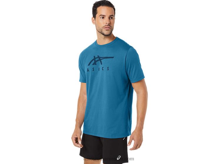 Asics insula albastră erica tricou cu mânecă scurtă în dungi ZF464166